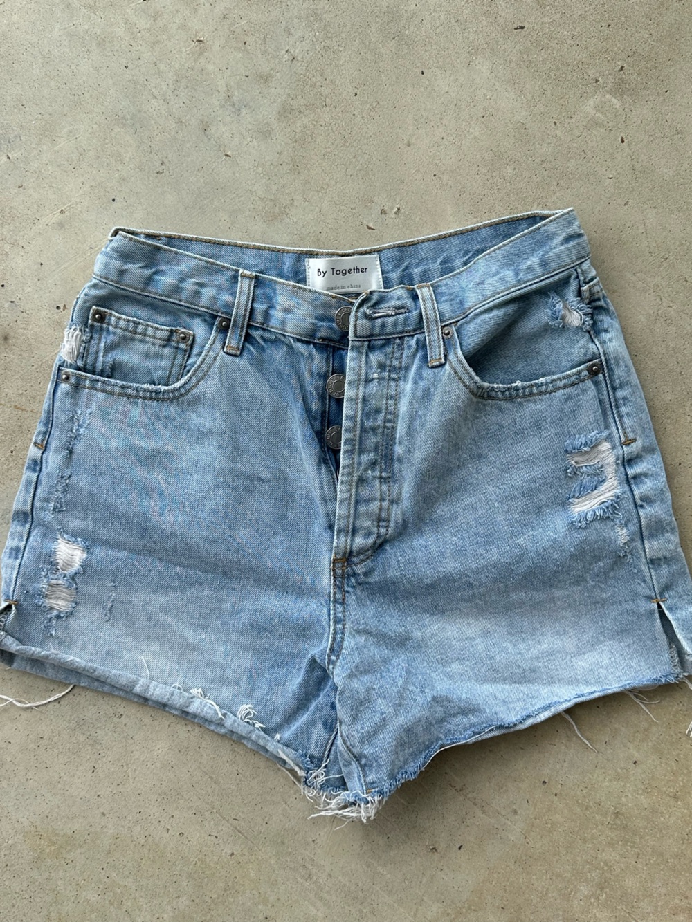 By Together Light Blue denim Distressed Jean shorts